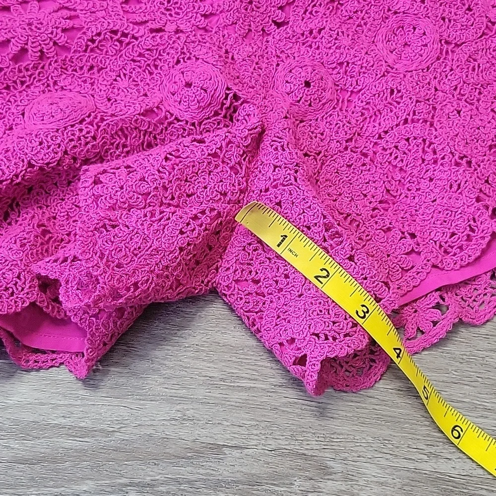 NWT Anthropologie × Maeve Eyelet Lace Crochet High Rise Shorts Fuschia Pink 12